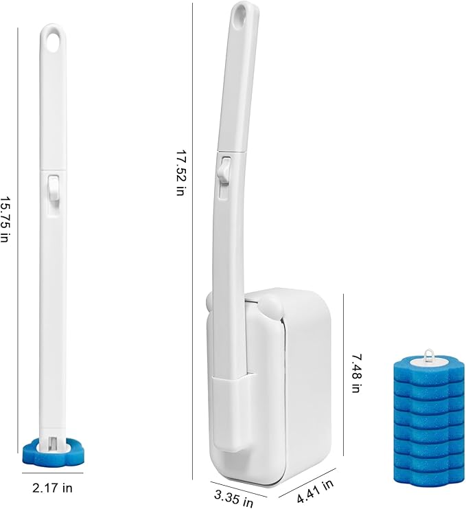 Disposable Toilet Brush Toilet Bowl Cleaner,Toilet Cleaning Supplies,Toilet Bowl Brush,Toilet Cleaner Brush,Toilet Brush with Holder,48 Refills for Cleaning and Hygienic (White)