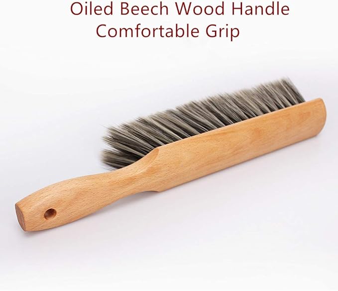 Hand Brush Soft Bristles Wooden Handle Small Hand Sweeper Brush 14 Inch Long (Gray)