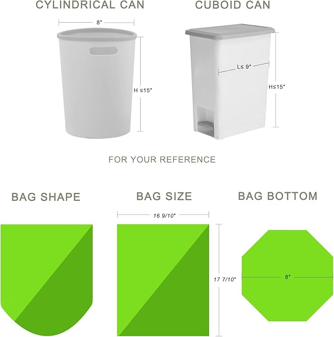 Mini Trash Bags, Inwaysin 1.2 Gallon Trash Bags, Small Bin Bags, 6L, 100Bags, Clear Green…