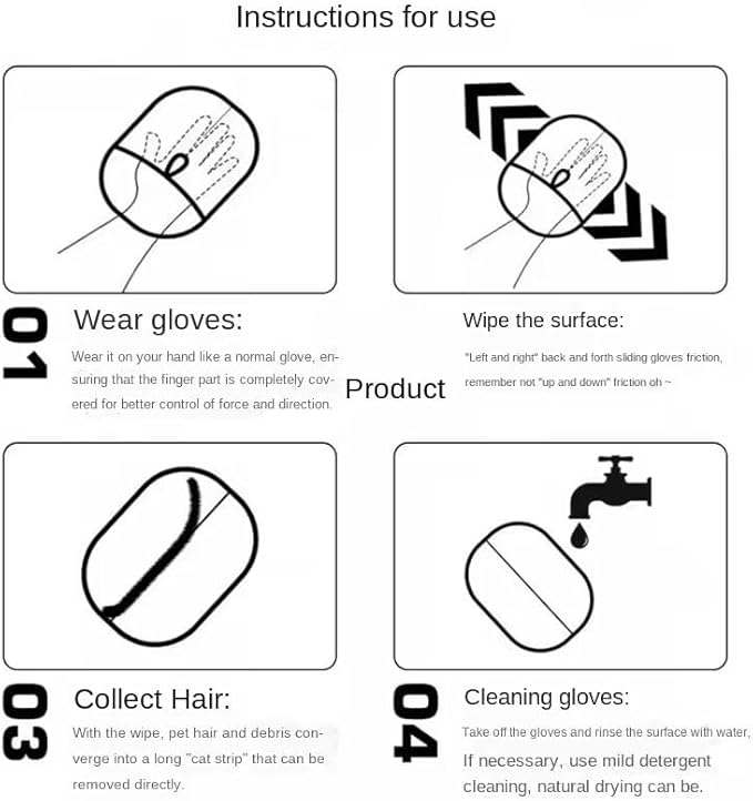 2 Pcs Pet Hair Removal Glove for Cats & Dogs: 2025-Clean Fast, Live Fur-Free. Electrostatic.