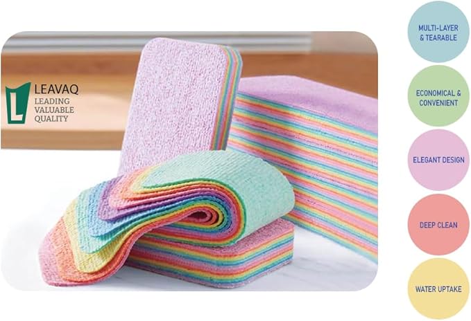 4 Pack 12-Layer Peelable Microfiber Sponges – Ultra Absorbent, Reusable Cleaning Pads for Kitchen & Household Use