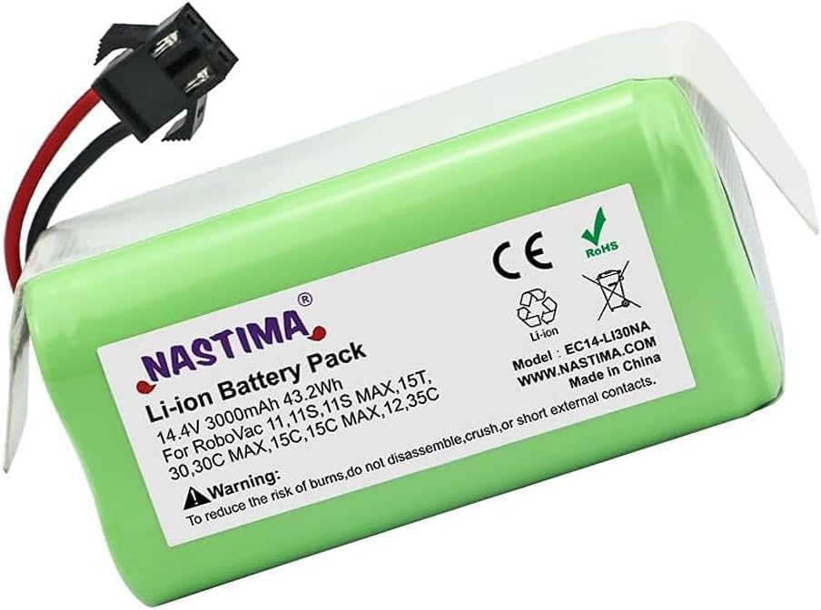NASTIMA 14.4V 3000mAh Replacement Battery for Eufy Robovac 11 11S MAX 15C MAX 20C 30C MAX G10 G20 G30, for Ecovacs Deebot N79S,N79,DN622 N79SE,N79W, and Tesvor X500