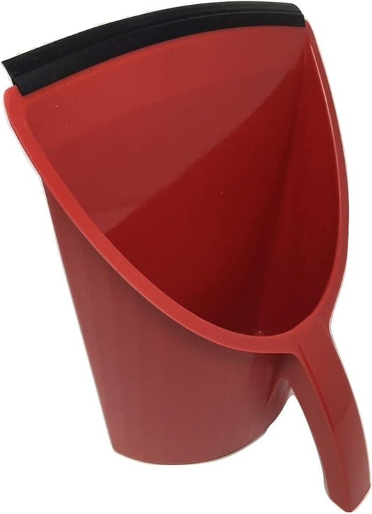 Handy Pan- RED - Large Capacity Recycled Plastic Heavy Duty Dust Pan! Made in USA! Great for Home, Shop, Garage, Waterproof, Stackable, Stands Upright. Unique Rubber Edge gets Debris in! Handypan