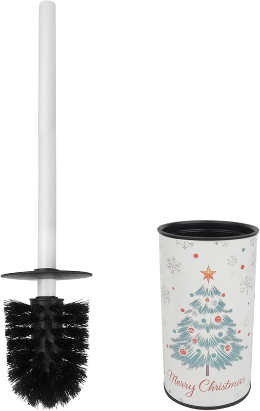 Toilet Brush and Holder Set, Stainless Steel, Round Base and Long Handle for Bathroom Deep Cleaning, Drip-Proof, Space Saving for Storag