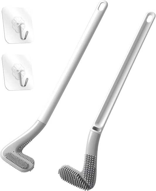 Homgaty Golf Toilet Brush - 2 Pack Long Handle Golf Brush Head Toilet Brush, Flexible Bendable Silicone Golf Toilet Bowl Cleaner Brush, Toilet Brushes for Bathroom 360 No Dead Ends Wall Mounted