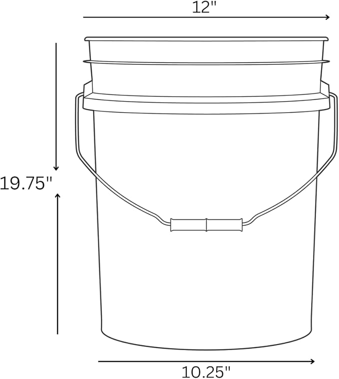 House Naturals 7 Gallon Food Grade Plastic Bucket with Airtight Screw on lid (Pack of 3 containers) Made in USA