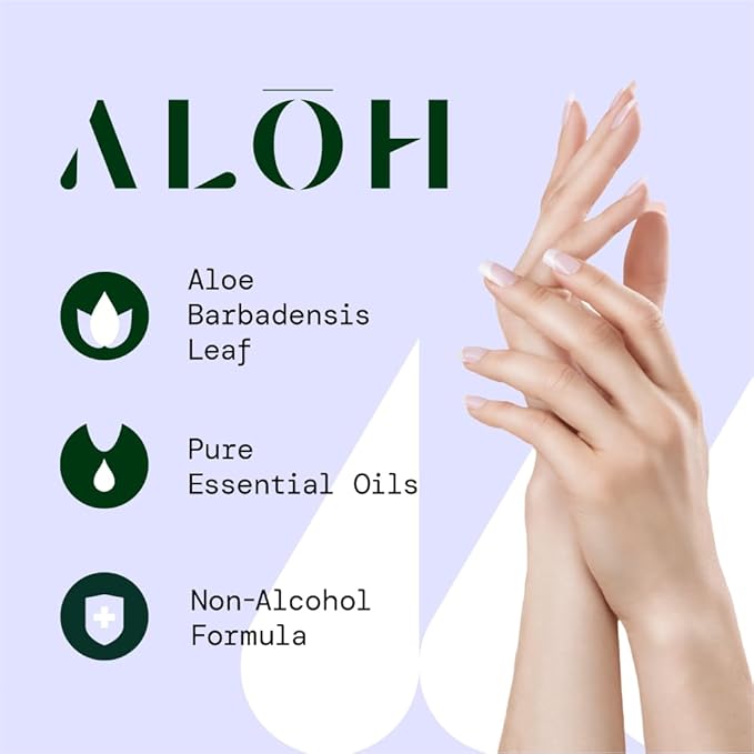 ALŌH Skin - Softening Sanitizing Hand Wipes – Peppermint + Eucalyptus Aloe (1 Box of 20 Individually Wrapped Wipes)