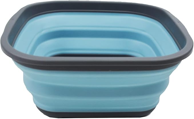 SAMMART 5.5L (1.4 Gallons) Collapsible Tub - Foldable Dish Tub - Portable Washing Basin - Space Saving Plastic Washtub (Grey/Sea Angel)
