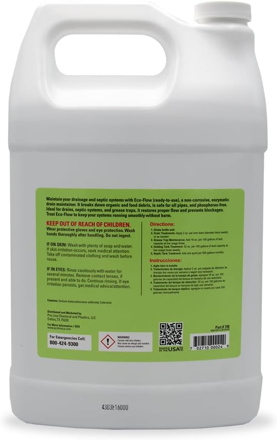 Santeen ECO-FLOW Drain Maintainer, 2-Pack, 1 Gallon Jugs, Professional Enzyme Formula
