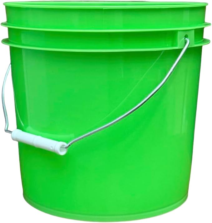 House Naturals 2 Gallon Food Grade - BPA Free Made in USA Buckets Lime Color pails with Screw On Gasket Lids (5, Lime - Red lids)
