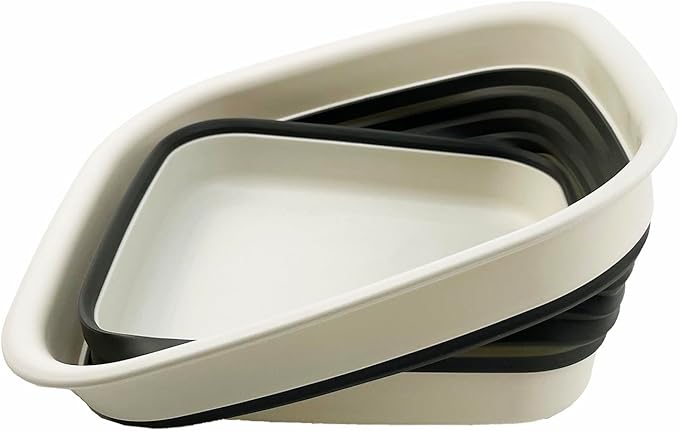 SAMMART 8L (2.1 Gallon) Collapsible Tub - Foldable Dish Tub - Portable Washing Basin - Space Saving Plastic Washtub (Grey/Washed Black (Set of 2))
