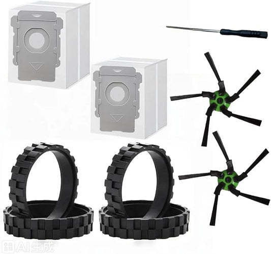 roomba Wheel Replacement for iRobot Roomba s9 (9150) and s9+ (9550) Series Robot Vacuums (Includes 2 Side Brushes, 4 Drive Wheels, 2 Dust Bags, 1 Screwdriver)