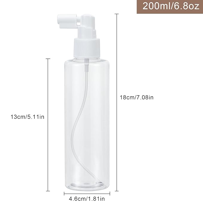 Yebeauty 4 Pack Refillable Small Spray Bottles Plastic Empty Fine Mister Long Mouth Travel Spray Bottle with Tight Cap Durable Sprayers Atomizer for Hair Perfumes Cleaning, 200ml/6.8oz Clear