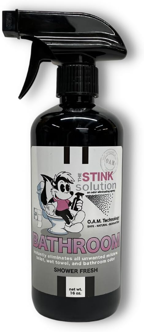 The Stink Solution Bathroom Odor Eliminator Spray Completely & Safely Removes Human Waste, Vomit, & Other Odors Fast | Urine Remover, Toilet Spray, Bathroom Deodorizer - 1 16 oz Bottle (Shower Fresh)