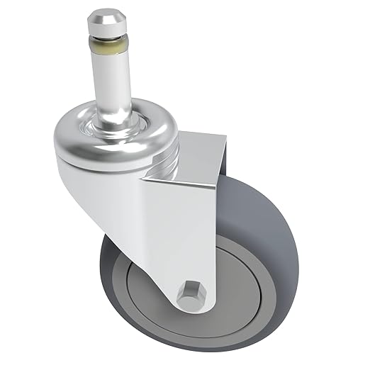3-Inch Swivel Stem Caster, 7/16-Inch Stem Diameter Rubber Wheel, Heavy Duty TPR Replacement Wheels for Rubbermaid Mop Bucket Cart Grill Casters - 4 Pack