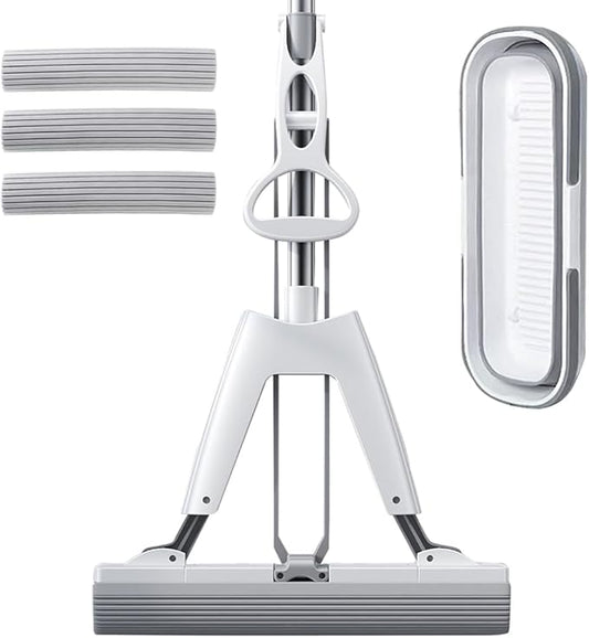 YURIGO Kozeedom Mop and Bucket with Wringer Set for Home Floor Cleaning, Self Squeezing mini Hand mop with 3 Absorbent Sponge Mop Refills and Adjustable Height