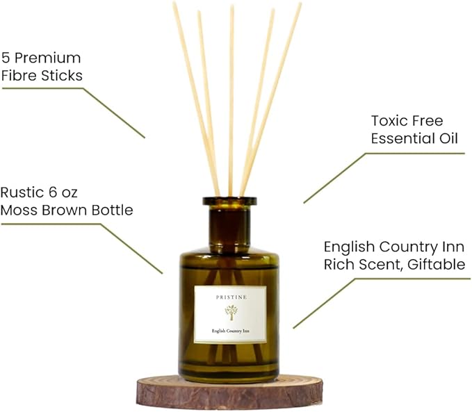 PRISTINE English Country Inn/Inspired by Ritz Carlton Reed Diffuser for Home | Fresh Blend of Strawberry, Vanilla, Musk Reed Diffuser Set, Oil & Reed Diffuser Sticks | Home & Office Decor | Fragrance