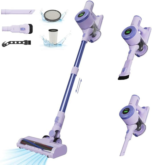 BUTY BULU Cordless Stick Vacuum Cleaner, 30KPa Handheld 2200mAh Rechargeable Battery Lightweight Small Vac Electirc Broom, 40Mins Runtime for Home Hard Floor Carpet Pet Hair Cleaning, Purple