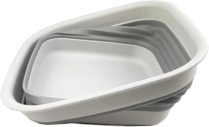 SAMMART 8L (2.1 Gallon) Collapsible Tub - Foldable Dish Tub - Portable Washing Basin - Space Saving Plastic Washtub (Grey (Set of 2))