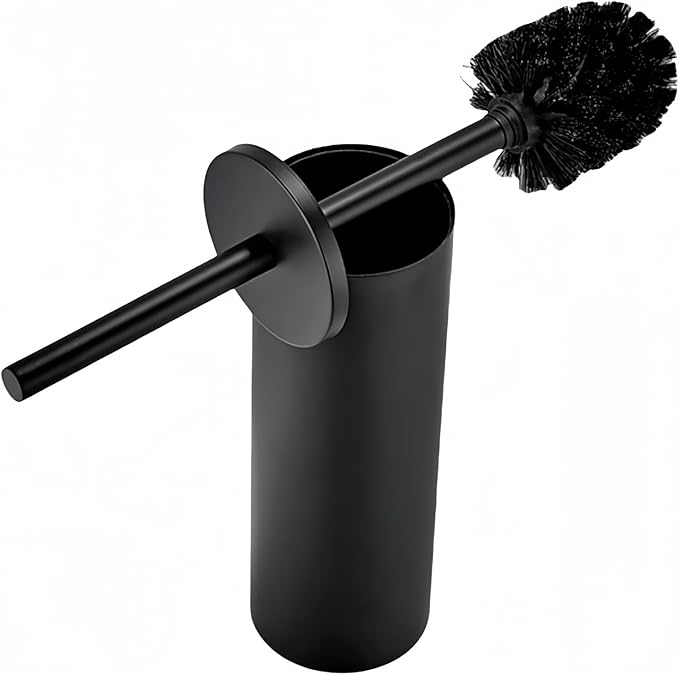Standing Toilet Brush,Toilet Bowl Brush Holder Set,Bathroom Deep Cleaning Toilet Scrubber Rim Cleaner,304 Stainless Steel Toilet Clean Decorative Accessories for Toilet Cleaning (Matt Black) ﻿