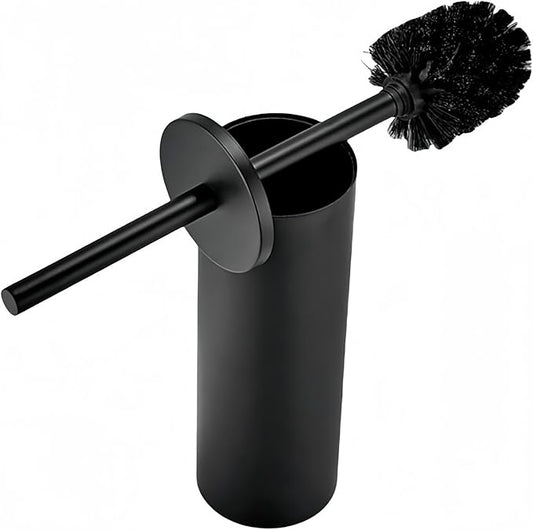Standing Toilet Brush,Toilet Bowl Brush Holder Set,Bathroom Deep Cleaning Toilet Scrubber Rim Cleaner,304 Stainless Steel Toilet Clean Decorative Accessories for Toilet Cleaning (Matt Black) ﻿