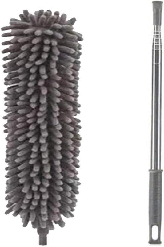 TopHomer Fiber Feather Duster with Stainless Steel Extendable Pole, Ceiling Fan Cleaner for Cobwebs High Ceiling Fan, Interior Roof, Wet & Dry Use (Model C)