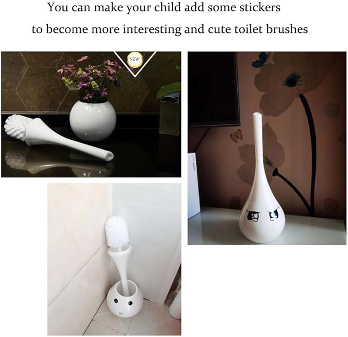 AORTULL White Bathroom Decor Toilet Brush and Holder Set,Modern Toilet Bowl Brush Household Cleaning Brush for Bathtub