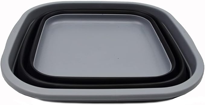 SAMMART 5.5L (1.4 Gallons) Collapsible Tub - Foldable Dish Tub - Portable Washing Basin - Space Saving Plastic Washtub (Dark Grey/Black, 1)