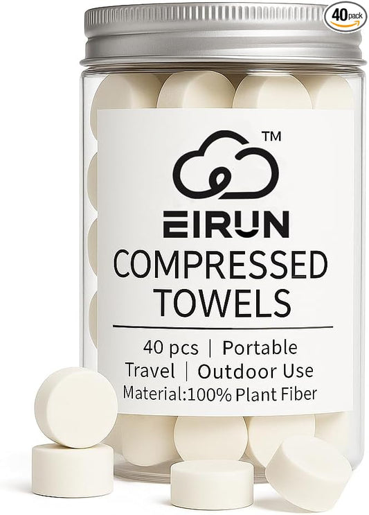 Compressed Towels – Travel-Size Compact Towels for Camping, Hiking, Gym & Outdoor Use – Lightweight, Expandable & Reusable (40)