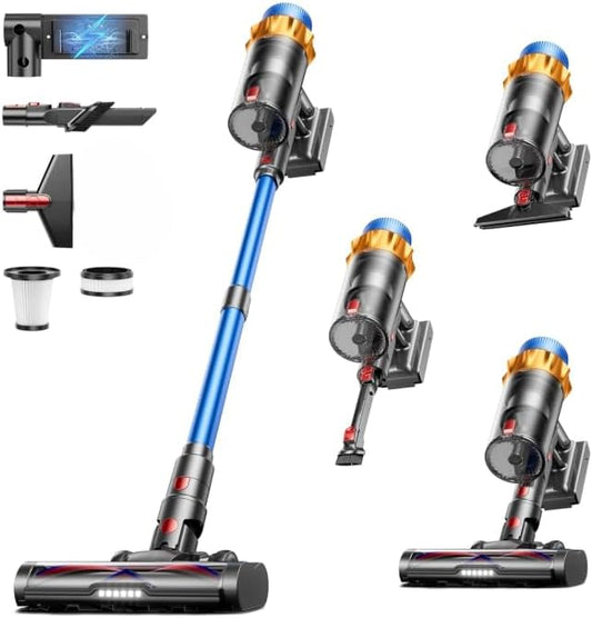 Cordless Vacuum Cleaner, 600W 50KPA 70Mins Self-Standing Vacuum Cleaners for Home,Stick Vacuum with Aromatherapy, Anti-Tangle Brush, Wall Mount Charging Vacuum for Hardwood Floor/Carpet/Pet Hair