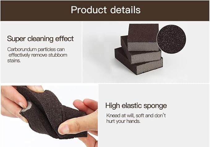 Dr.WOW Carborundum Heavy Duty Scouring Sponges - Fiberglass-Free Nano Rust Eraser for Pots, Pans, Grill, Oven Racks & Sink Stains (1'' 6Ct (Pack of 1))