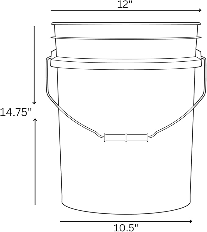 House Naturals 5 Gallon Food Grade BPA Free Made in USA Pails Gray Bucket with Screw On Air Tight Lid (2, Gray with Aqua lids)