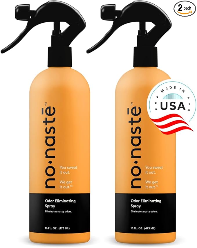 Nonaste Odor Eliminating Spray - 16 Fl Oz (Pack of 2) - Shoe & Yoga Mat Spray, Boxing Glove Deodorizer, Gym Bag Deodorizer, Fabric Odor Eliminator - No Washing Needed