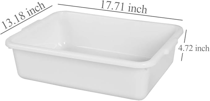 White 4-Pack Commercial Bus Tubs Box/Tote Box, Stackable Plastic Utility 13 Liter Storage Bin with Handles, Dish Wash Basin Tub Pans