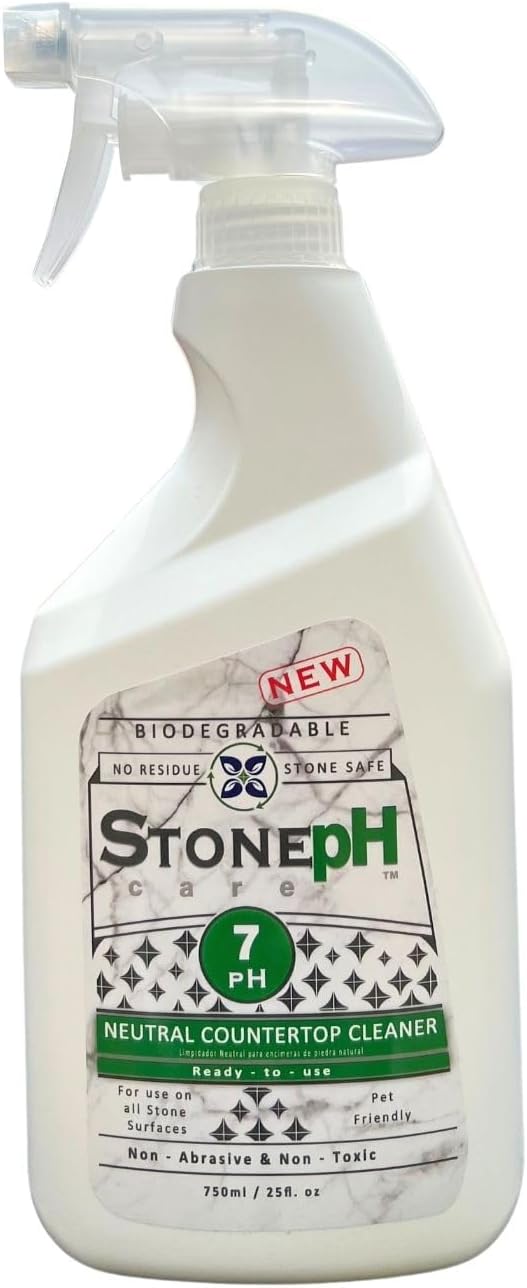 Countertop Cleaner Neutral Kitchen & Home Cleaning Surfaces: Safe, Green, Spray, Marble, Granite, Quartz, Travertine, Non Abrasive & Non Toxic, Biodegradable, Lemon, (25 fl. Oz)
