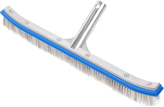 18-Inch Heavy Duty Pool Brush – Stainless Steel Wire & Nylon Bristles, Curved Edge Design for Easy Cleaning – Pool Brush Head for Inground & Above Ground Swimming Pools