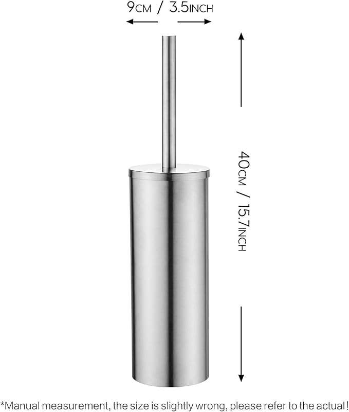 Toilet Bowl Brush Stainless Steel Toilet Brush and HolderSet Toilet Cleaning Brushes Toilet Brushes Holders Toilet Scrubber Brush Accessories to Clean (Brushed)
