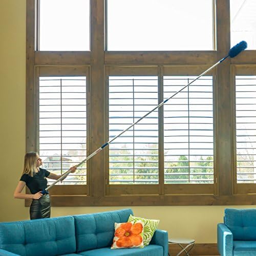 Extendable Microfiber Duster Extension Rod | Ceiling Fan Duster 20 Foot Reach | Cobweb 3-Stage Aluminum Telescoping Pole | Lightweight Webster Telescoping Cleaning Tool | U.S. Duster Co.