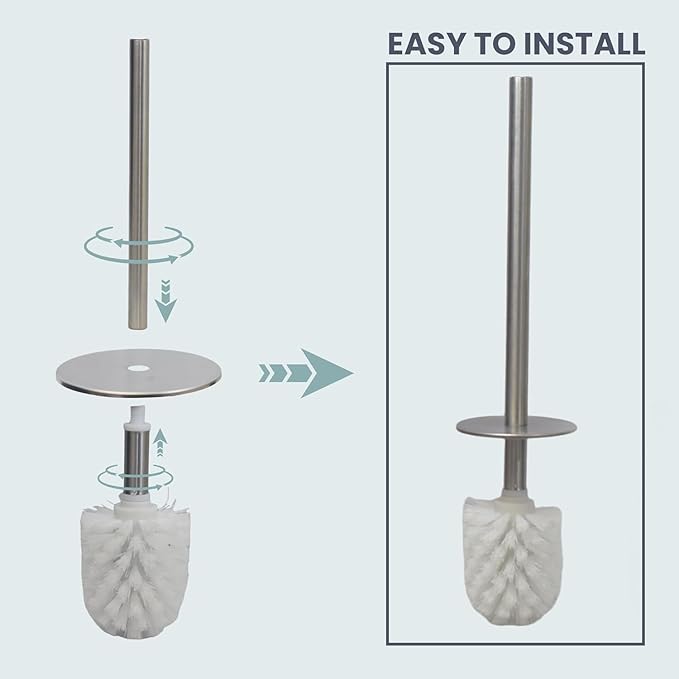 Escenzy Mermaid Bathroom Toilet Brush and Holder Set Mosaic Glass | Non-Rustic Stainless Steel | Practical & Decorative Toilet Bowl Brush and Holder | Luxury Mermaid Bathroom Decor