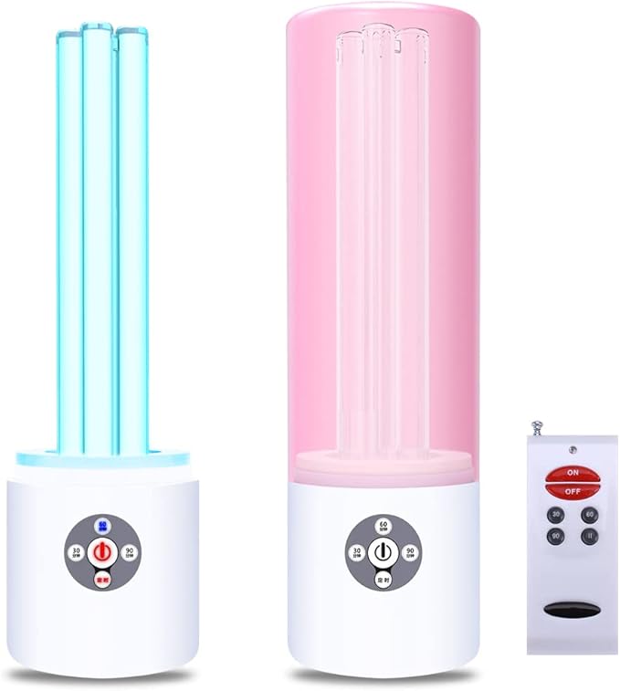 UV Light Sanitizer, 55w 254nm UVC Lamp for Room Surface Disinfection, Kills Bacteria Molds Dust Mites up to 750 sqft, Home/School/Hotel/Travel, 1Y warranty (Pink Ozone Free)