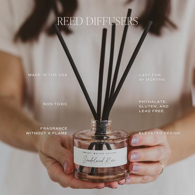 Sweet Water Decor Christmas Tree Reed Diffuser Set - Spruce, Pine Needles, Cedar, and Moss Scented Diffusers - Scent Diffusers for Home, Long Lasting Fragrance, Made in The USA