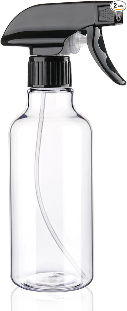 Spray Bottles Plastic Spray Bottle for Hair Mist/Stream Heavy Duty Empty Spray Bottles for Cleaning Solutions, Plants, Cooking (12oz-BlackClear)