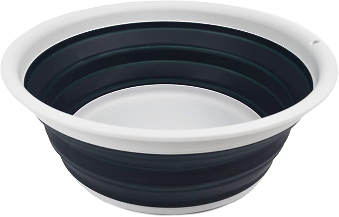 SAMMART 7.5L (1.98 Gallon) Collapsible Tub - Foldable Dish Tub - Portable Washing Basin - Space Saving Plastic Washtub (Grey/Slate Grey)