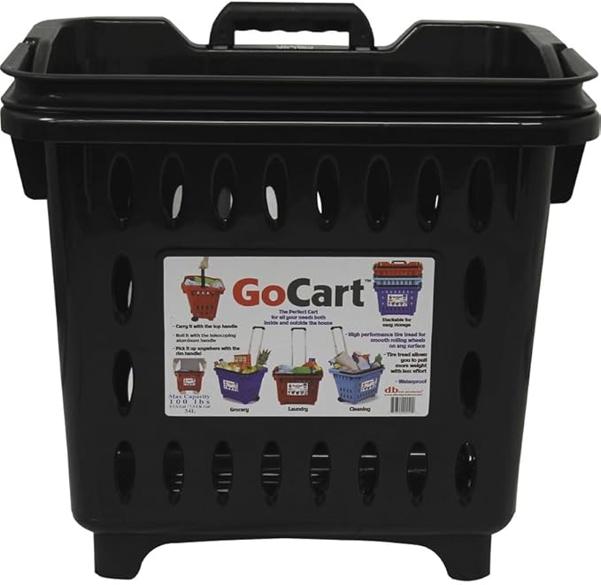 dbest products GoCart, Black Grocery Cart Shopping Laundry Basket on Wheels