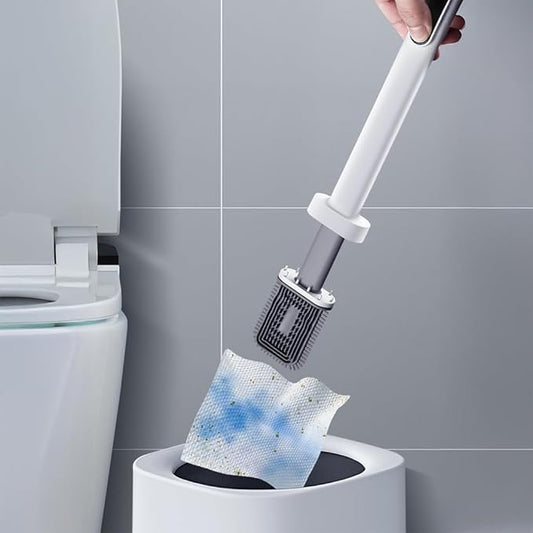 CBUCKS Disposable Toilet Brush – Silicone Head, Hands-Free Wet Wipe Attachment, Easy & Mess-Free Cleaning