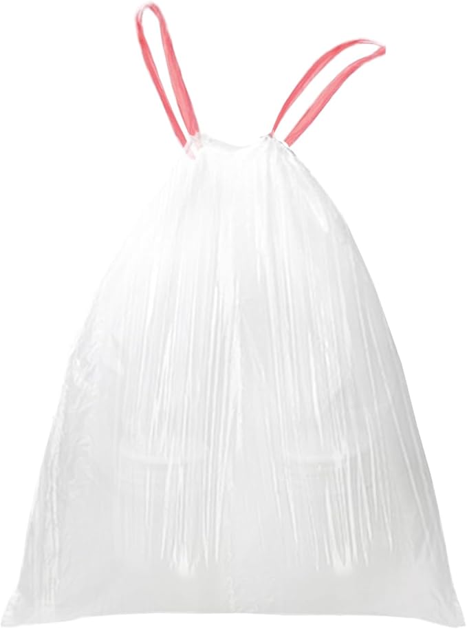 13 Gallon Trash Bags Drawstring, Pack of 28 Garbage Bags for Kitchen and Home Use, 63x70cm Size, 12g/pcs, Unscented, White