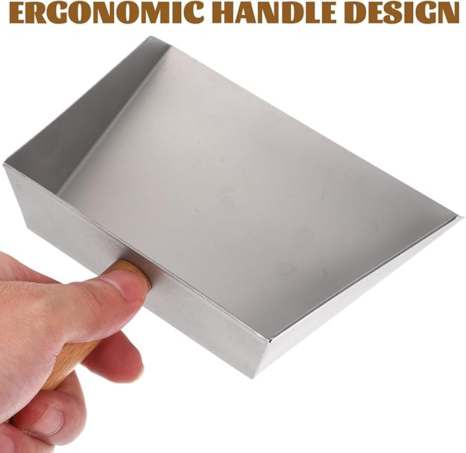Healeved Stainless Steel Dustpan Mini Small Metal Dust Pan for Desktop Cleaning Kitchen Tabletop 3.38 X 2.15 X 0.61 Inch Silver