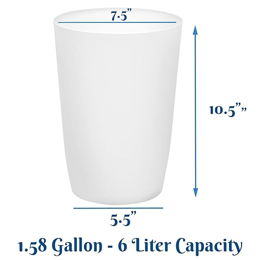 Mini Waste Basket - Durable Small Plastic Garbage Trash Can Bin - Lidless Open-Top Rectangular Slim Profile for Compact Spaces - Suitable for Home, Bathroom, Office, Bedroom, Kitchen and More, White