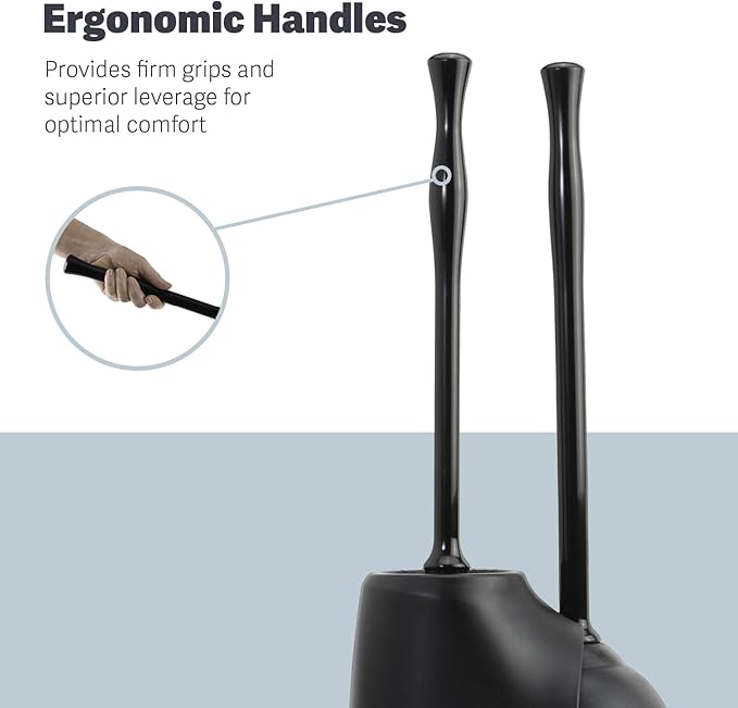 Casabella Bowl Brush & Plunger Combo - Heavy-Duty Toilet Plunger and Cleaning Brush, Ergonomic Handles, Durable Bowl Brush, Tackles Tough Clogs, Discreet Storage