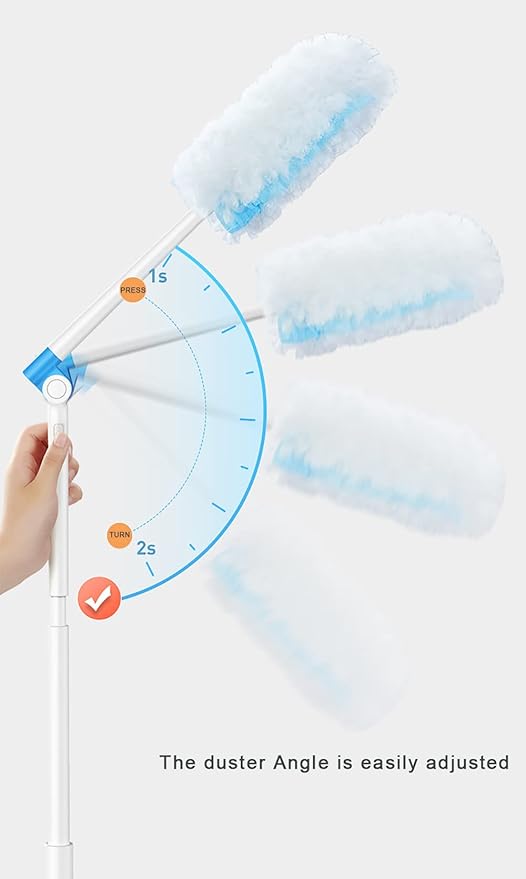 UKEENOR 360 Degree Dusters Multi Surface Duster Refills Kit Extender Handle (1 Long Handle to + 1 Short Handle + 12 Duster Refills)